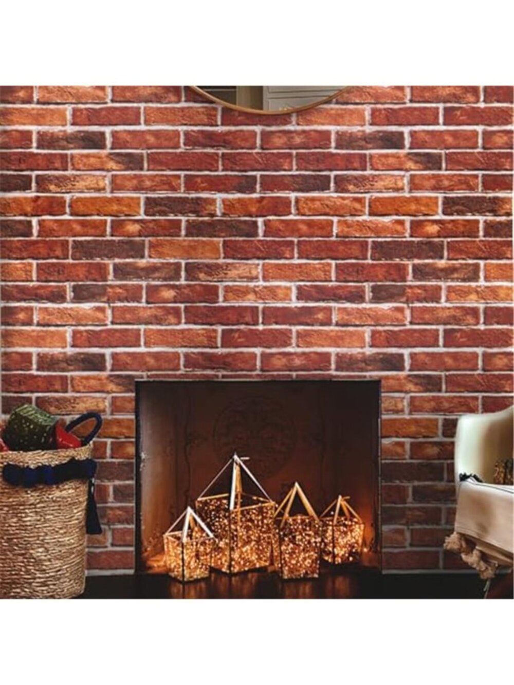 Red Brick Peel & Stick Wallpaper Removable Vinyl Contact Paper Fireplace 17x118